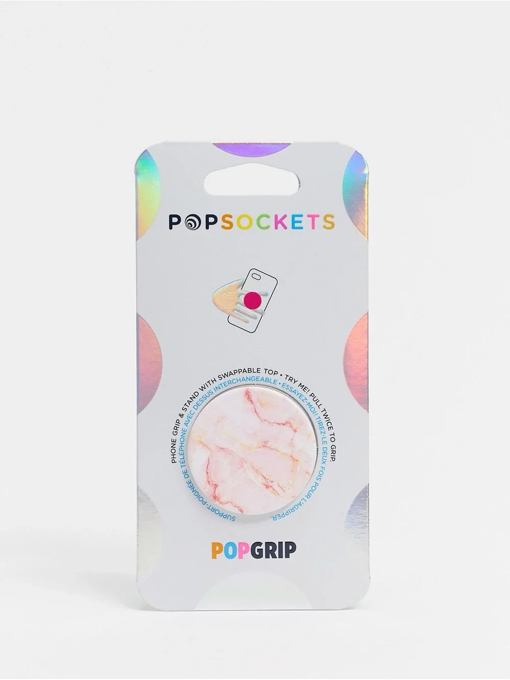 2Pc Bundle PopSockets PopGrip Phone Grip Pink & Gold Marble Top Car Vent Holder